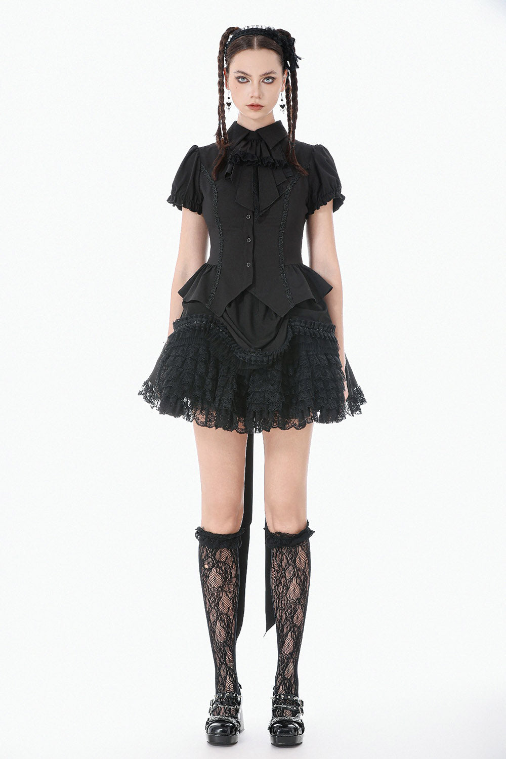 ruffled puff sleeve gothic blouse
