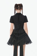 button down puff sleeve gothic blouse