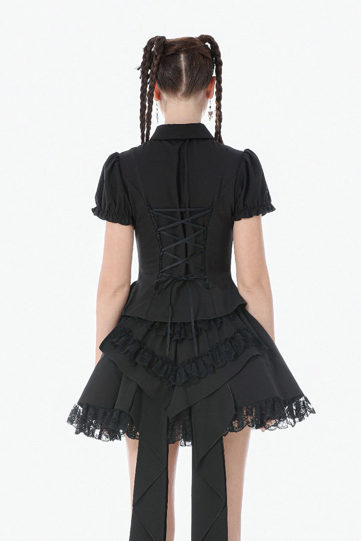 button down puff sleeve gothic blouse