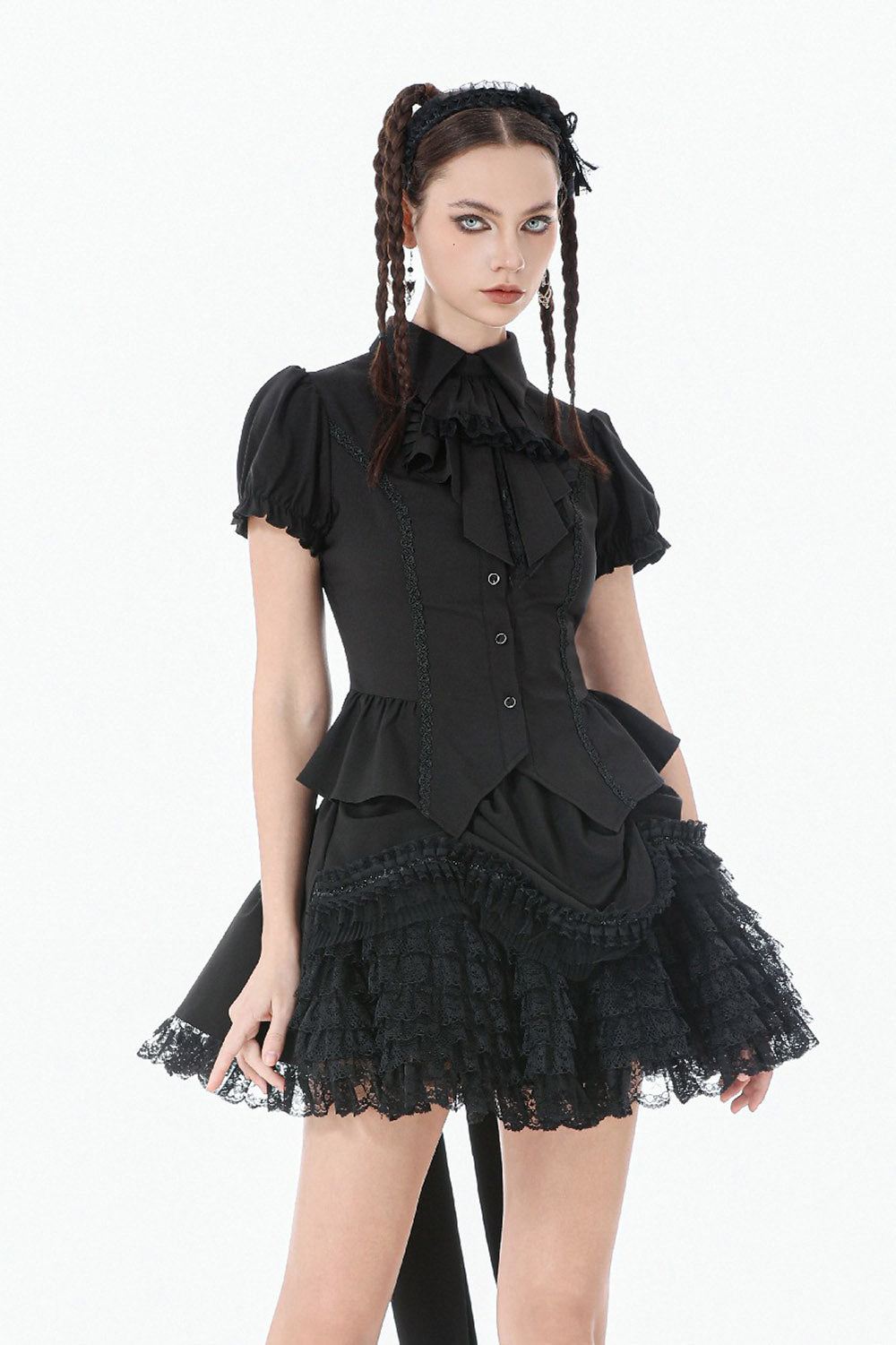 peplum puff sleeve gothic blouse