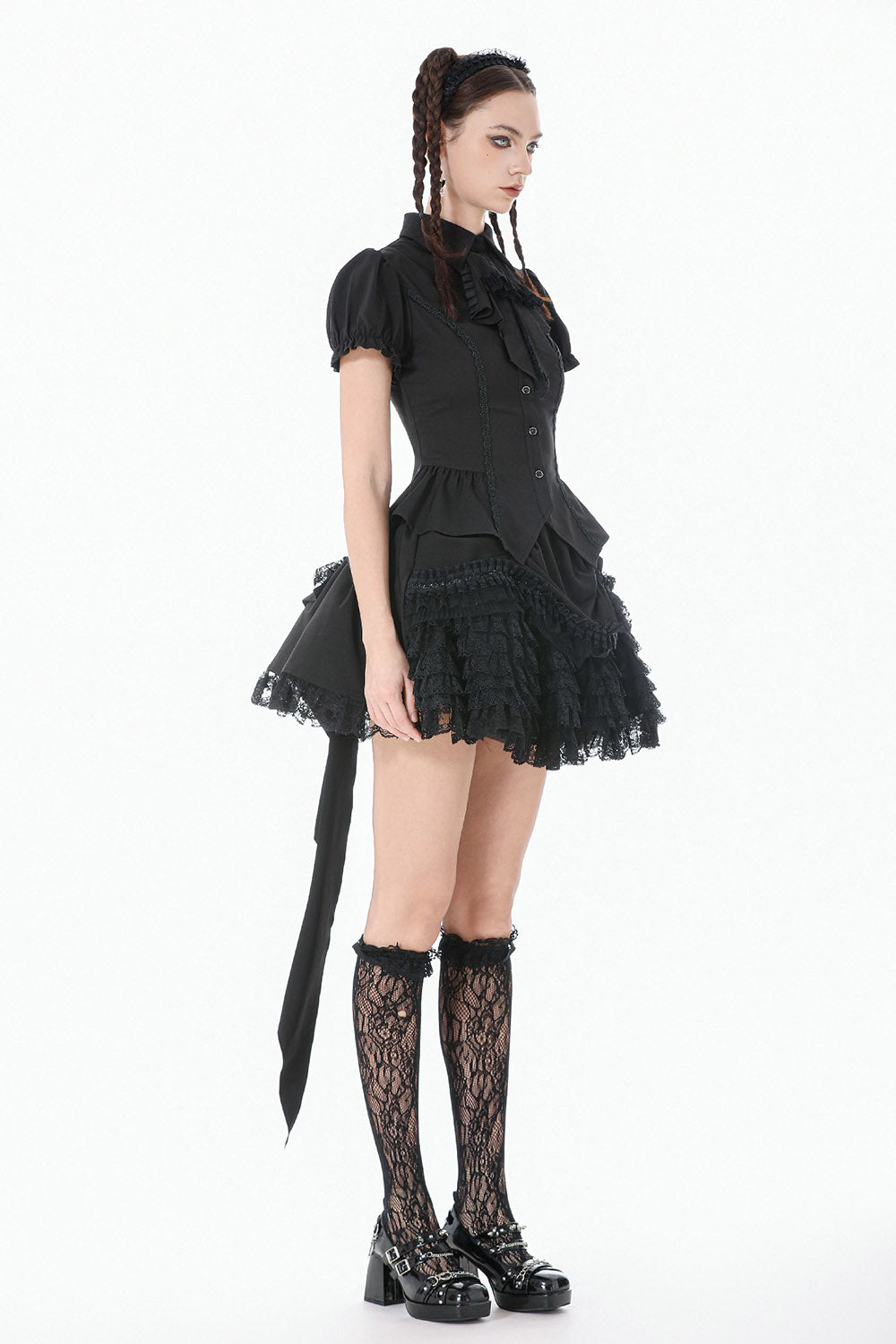 button-down womens puff sleeve gothic blouse