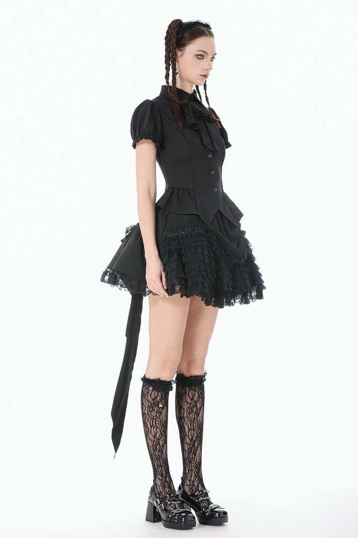 button-down womens puff sleeve gothic blouse