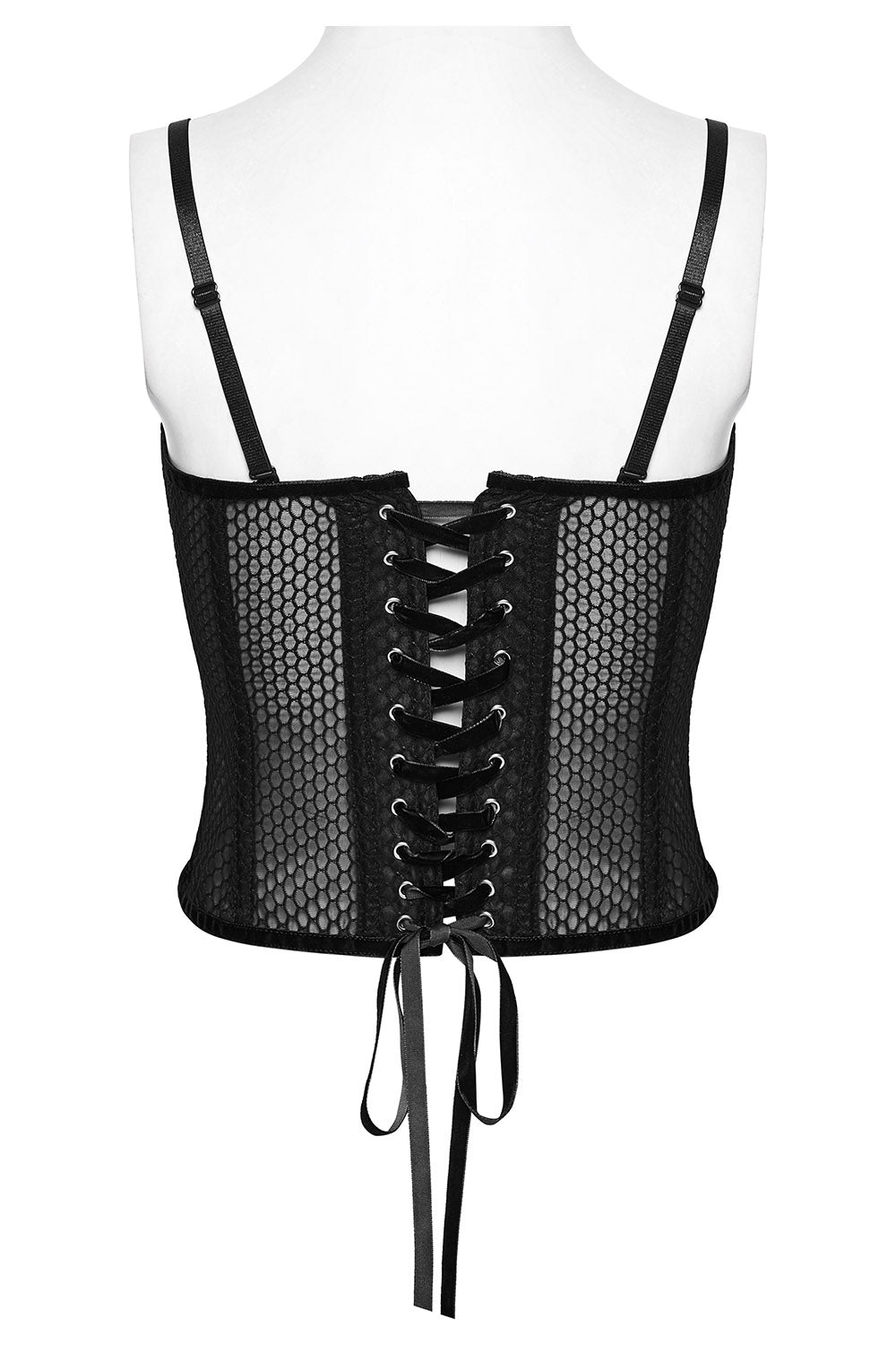 lace-up embroidered gothic black bustier top for women by punk rave