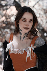 lively ghosts lace-up brown corset top