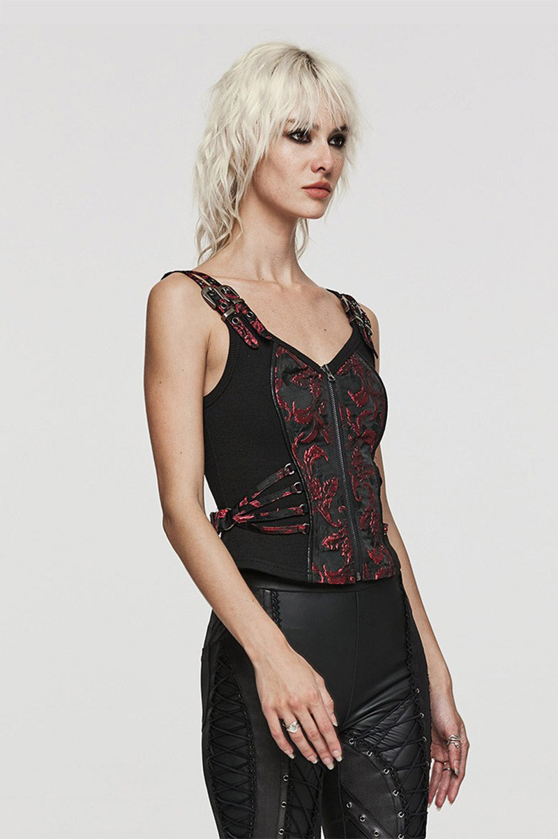 red and black gothic womens corset top