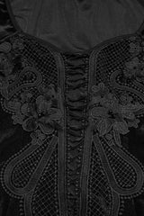 embroidered and flower applique gothic long sleeve lace top