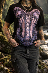 gothic corset graphic t-shirt