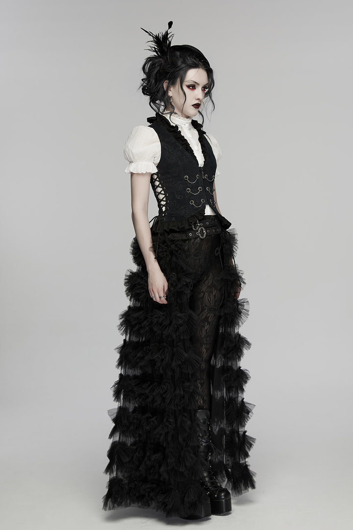womens gothic black lace-up corset waistcoat 
