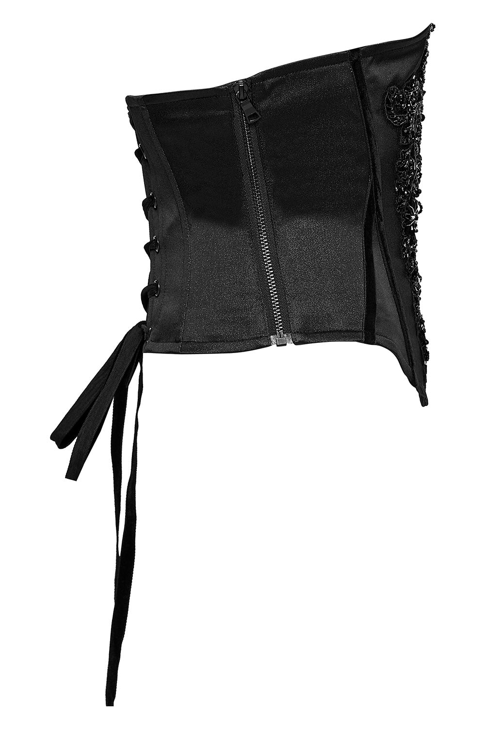 romantic black beaded womens underbust satin corset
