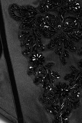 romantic goth black beaded womens underbust satin corset