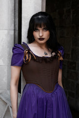 womens romantic victorian brown lace ruffle corset