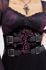 gothic rose purple and black underbust corset 