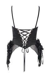 lace-up steampunk purple and black lace sweetheart neckline corset