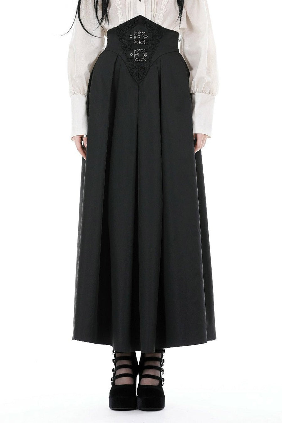 Corseted Waist Maxi Skirt [With Pockets] - skirts - VampireFreaks - Dark In Love