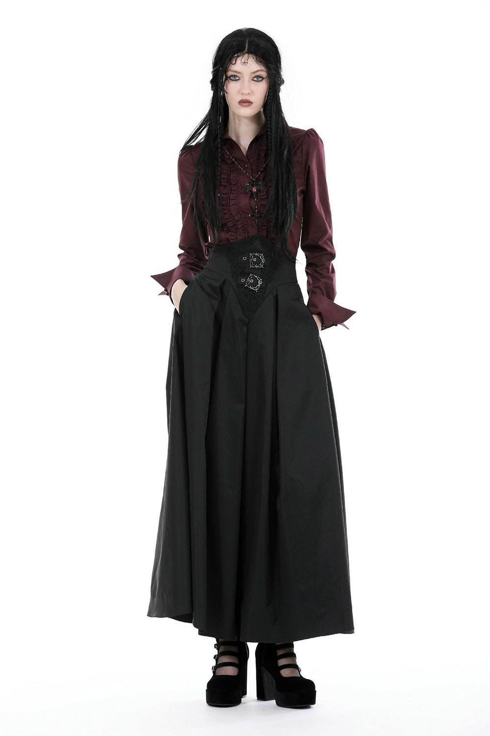 Corseted Waist Maxi Skirt [With Pockets] - skirts - VampireFreaks - Dark In Love