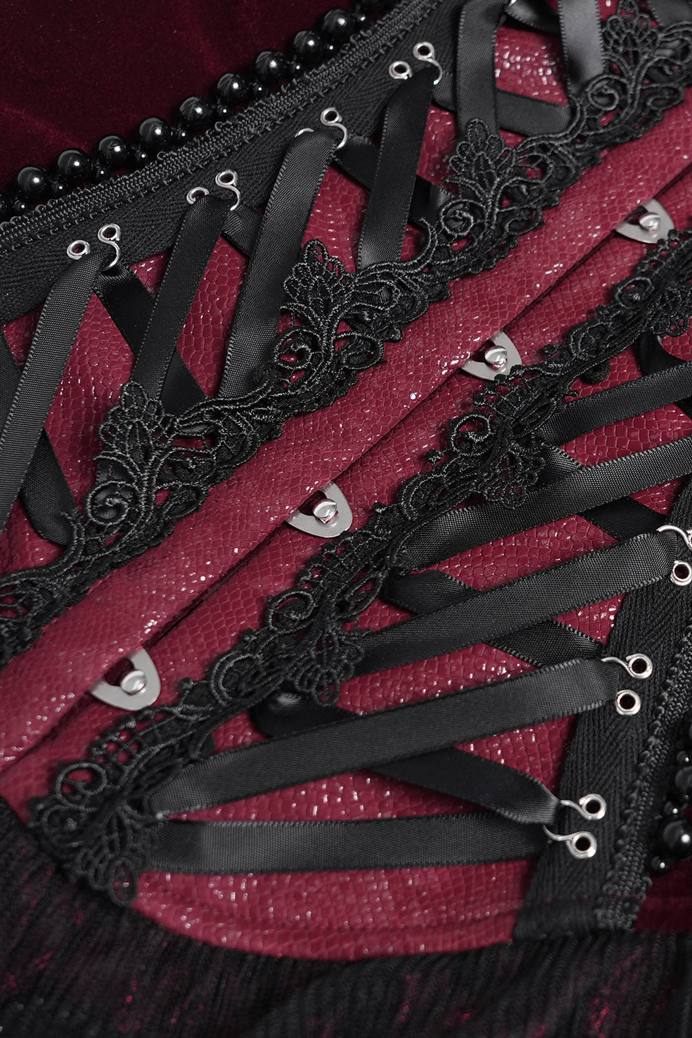 embroidered romantic goth lace-up top