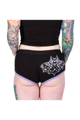 Cosmic Bat Purple Trim Short Shorts - womens bottoms - VampireFreaks - Too Fast