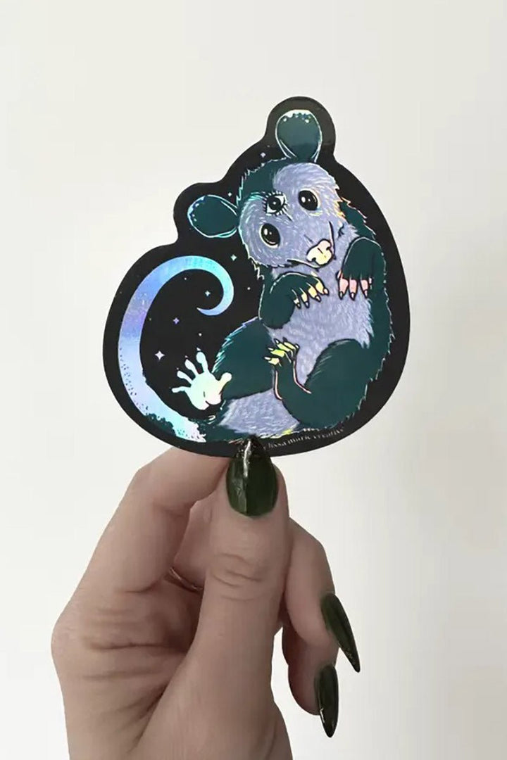 Cosmic Opossum Holo Sticker - stationery - VampireFreaks - Elissa Marie Creative