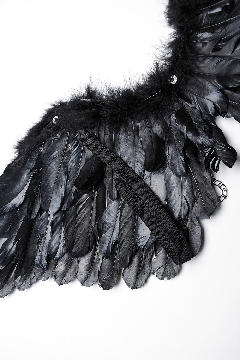black leather angel wings harness