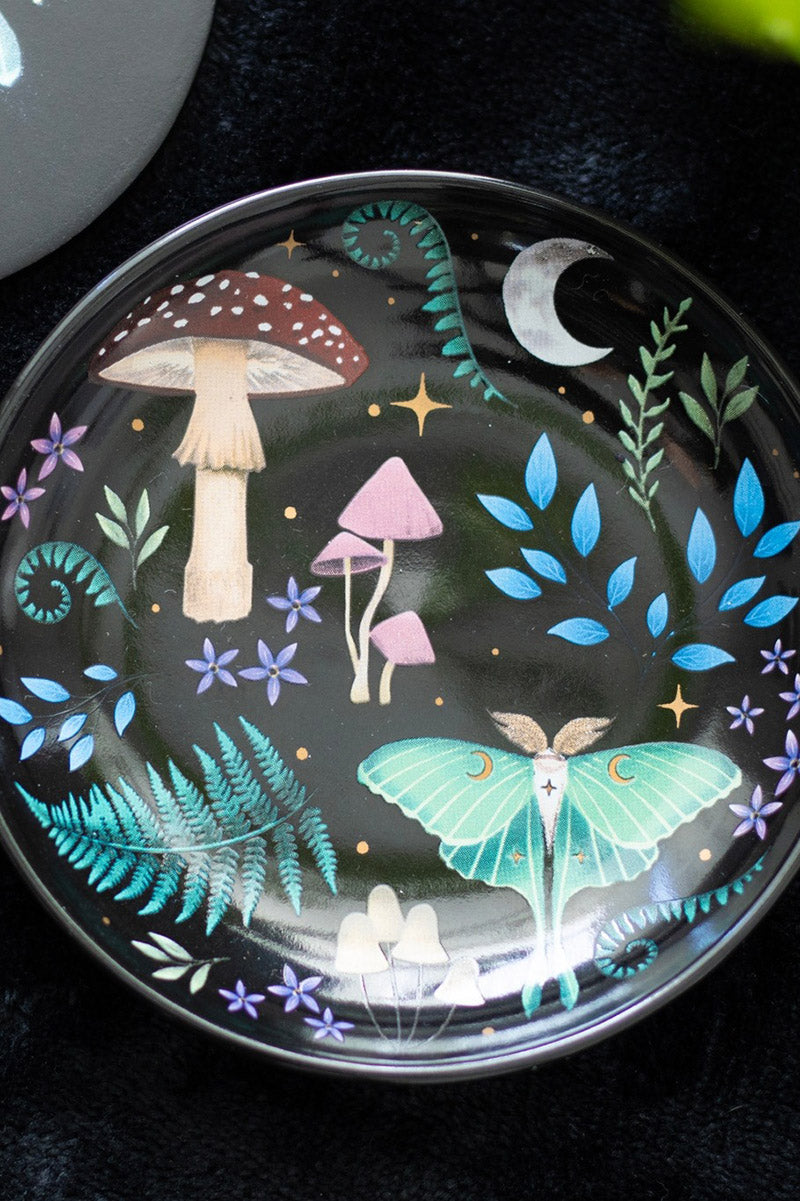 mushroom and fern dark cottagecore witchy trinket dish