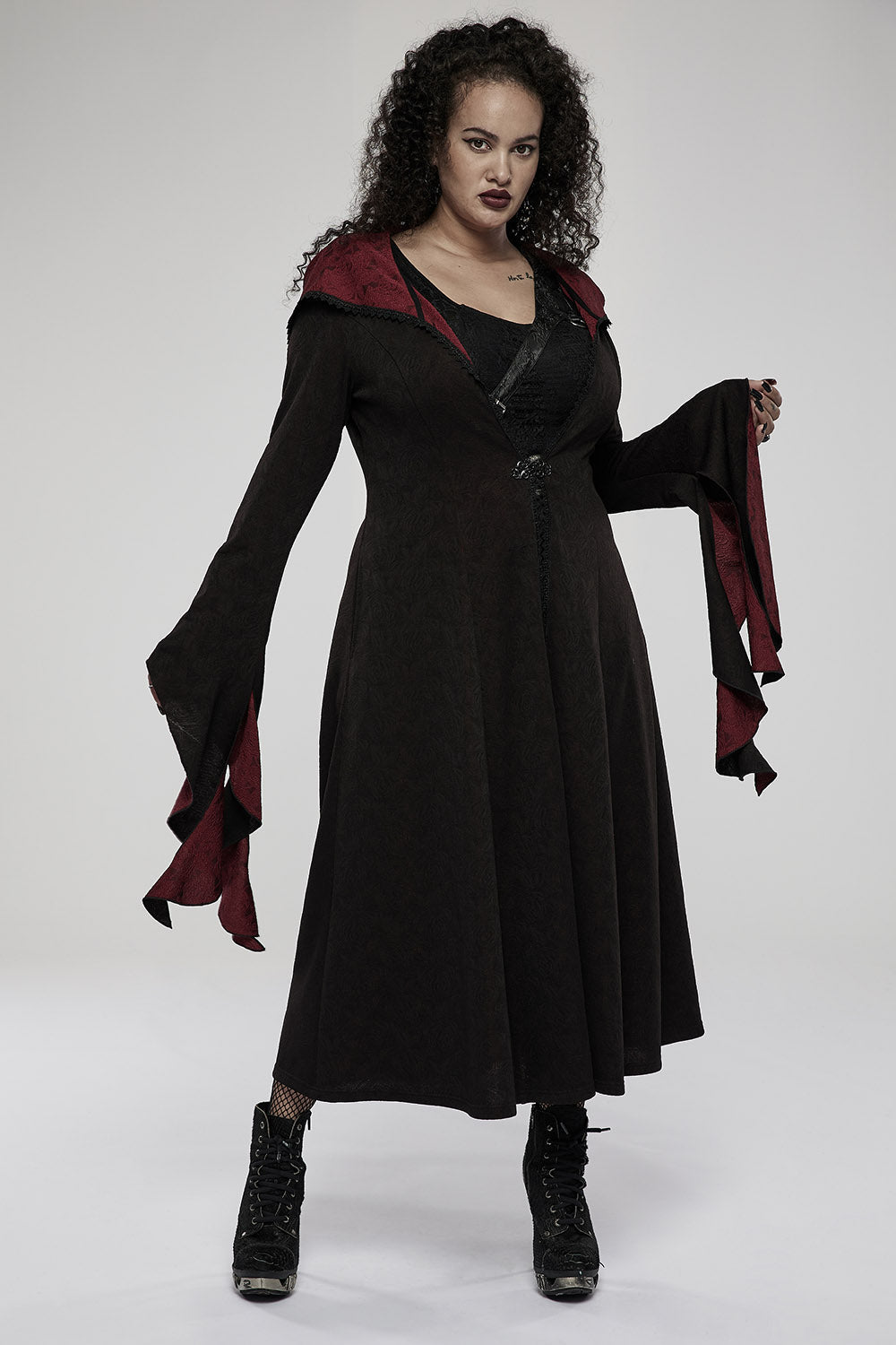 Cottagecore Creature Cloak [BLACK/RED] - womens outerwear - VampireFreaks - Punk Rave