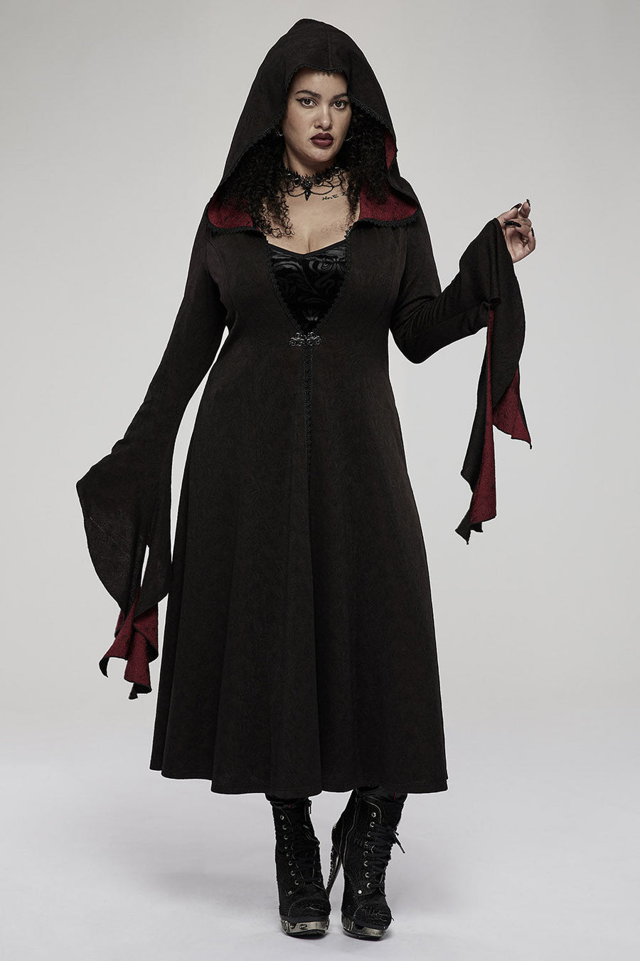 Cottagecore Creature Cloak [BLACK/RED] - womens outerwear - VampireFreaks - Punk Rave