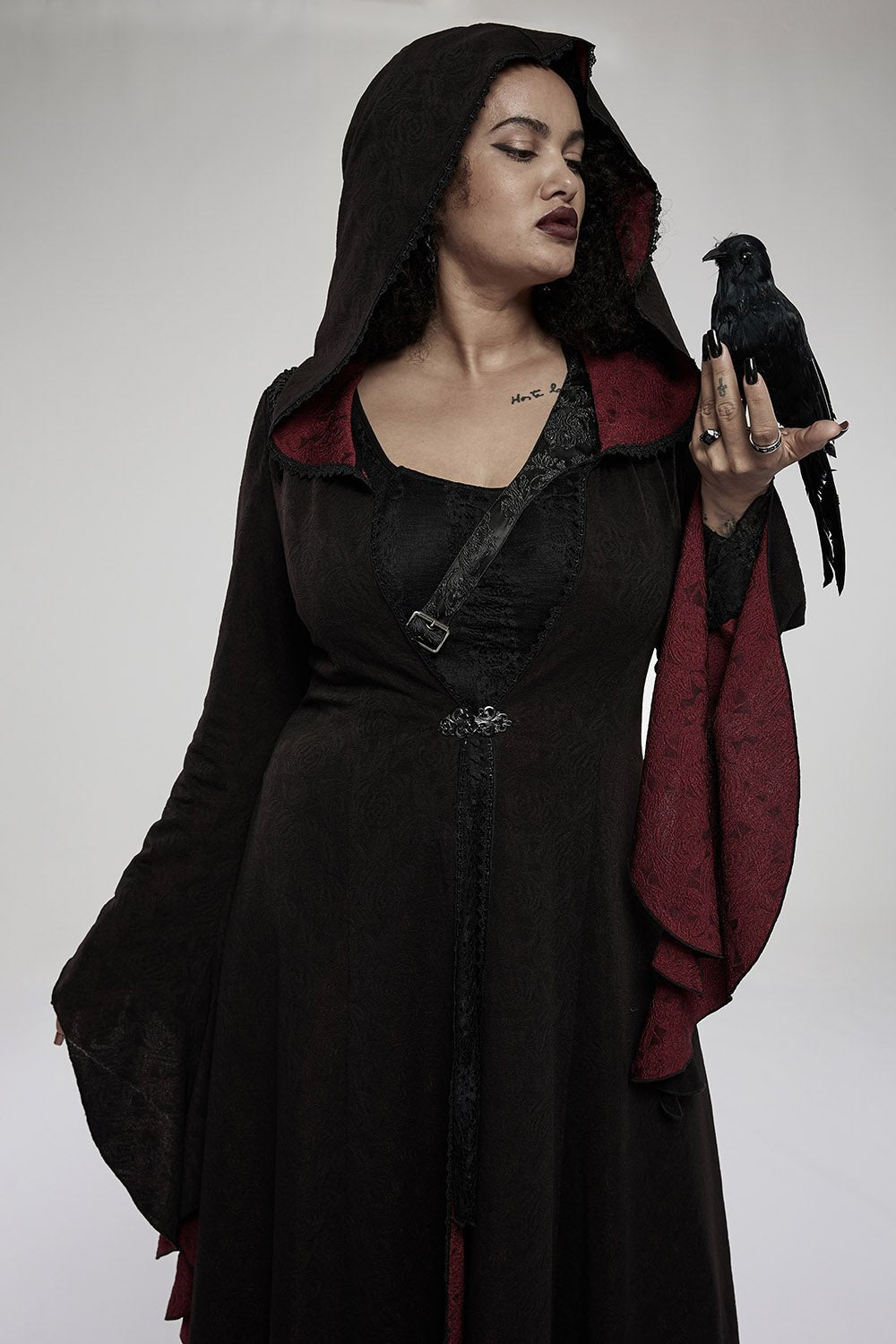 Cottagecore Creature Cloak [BLACK/RED] - womens outerwear - VampireFreaks - Punk Rave