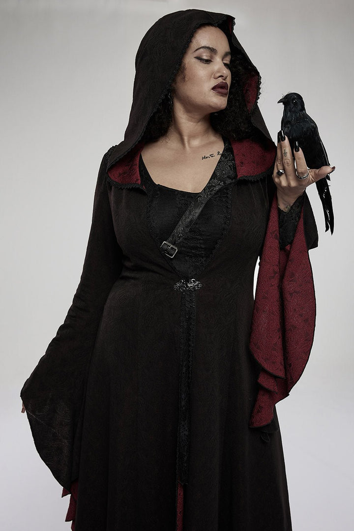 Cottagecore Creature Cloak [BLACK/RED] - womens outerwear - VampireFreaks - Punk Rave