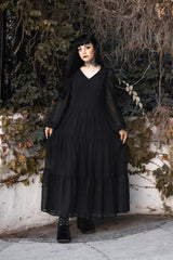 dark princess balloon sleeve dress