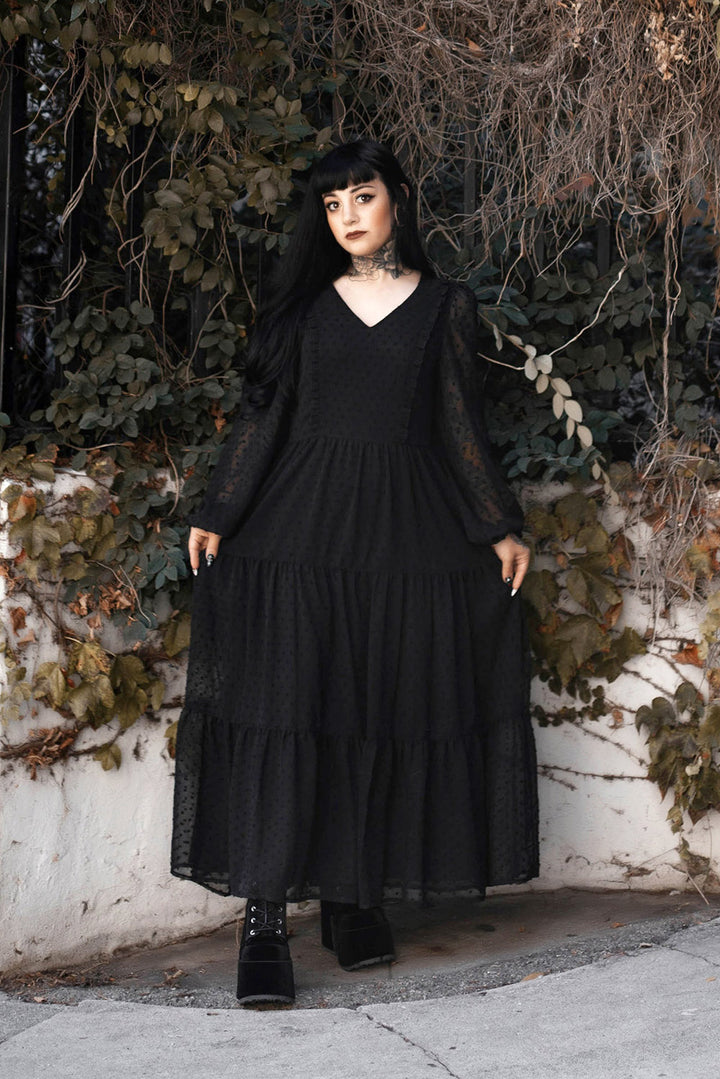 dark princess balloon sleeve dress