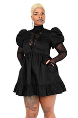 fit and flared puffed sleeve cottagecore dress with pockets