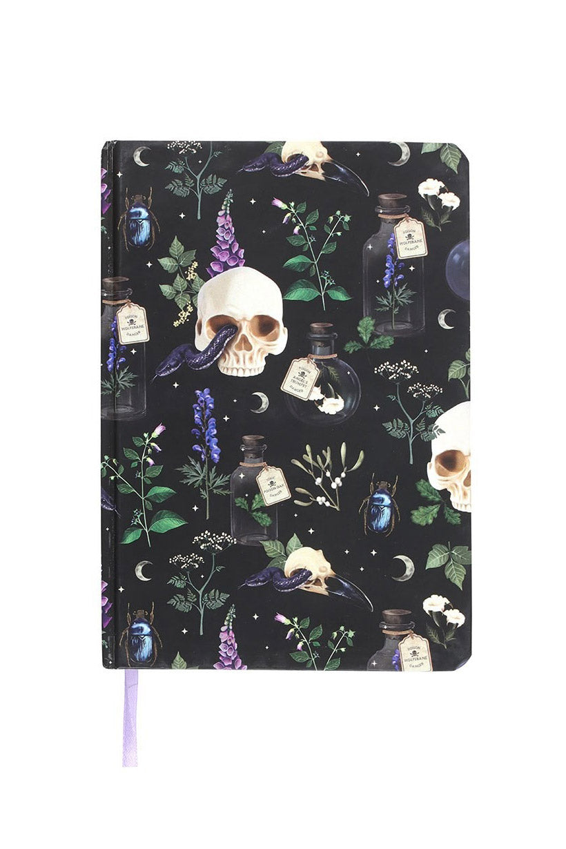 gothic cottagecore dark skull notebook