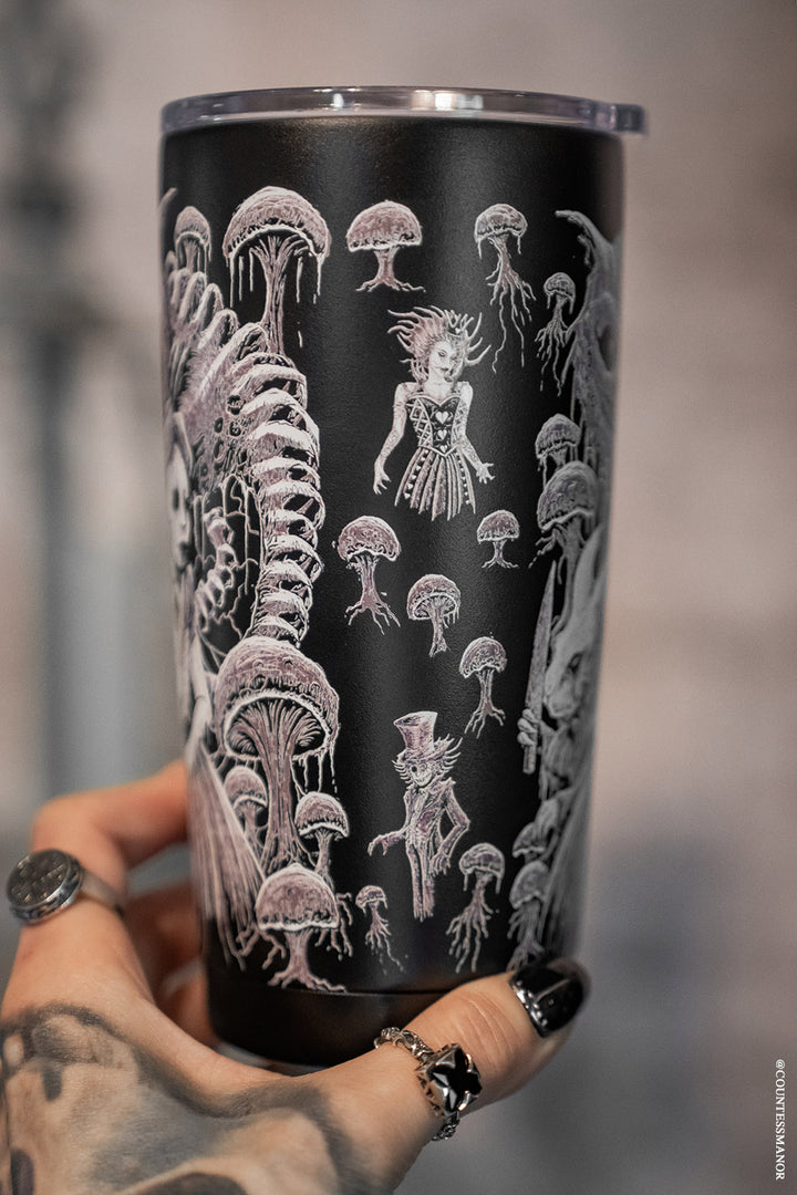 gothic dark cottagecore travel mug