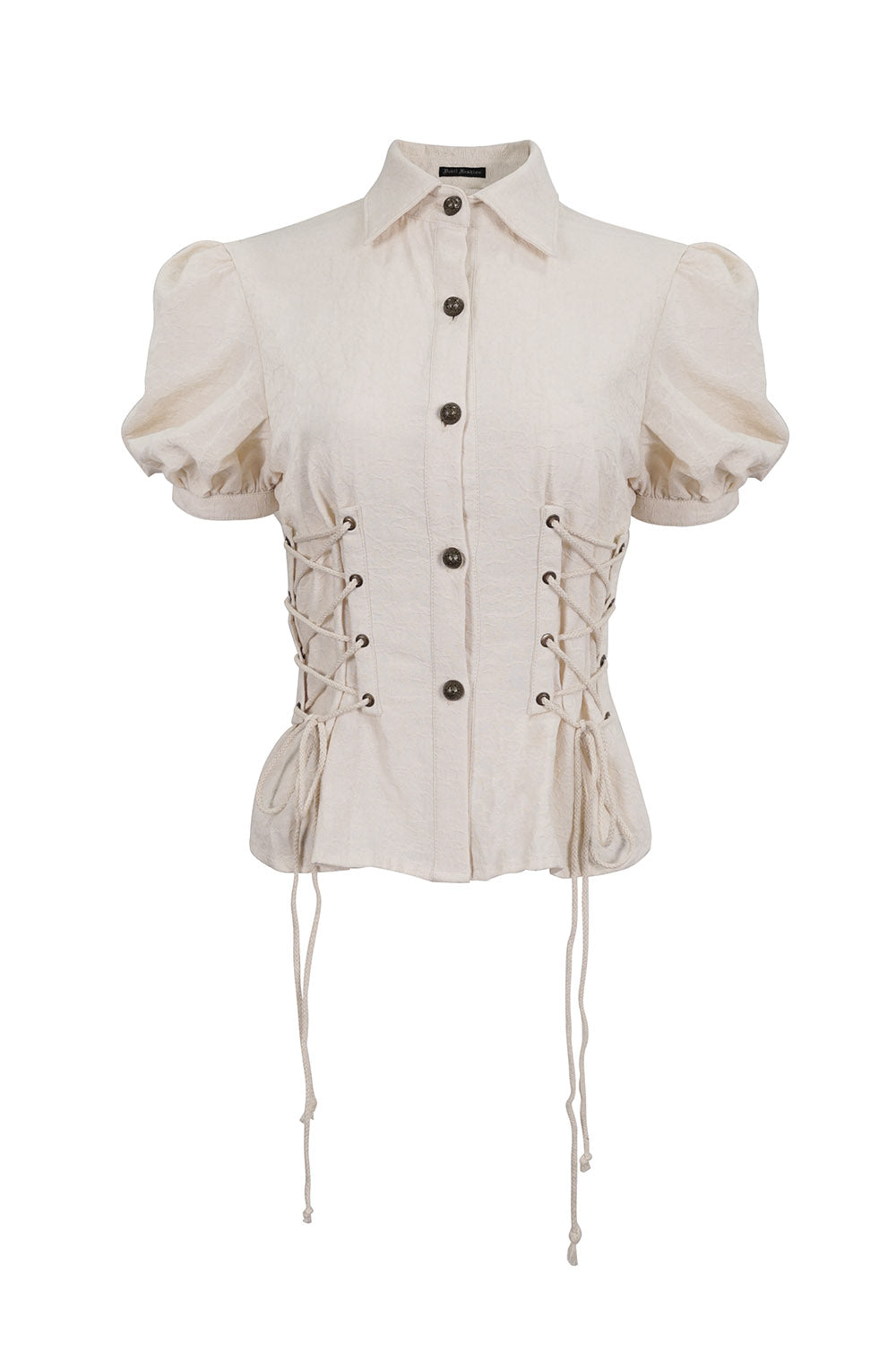 cotton lace-up womens blouse