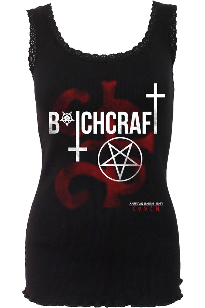 Coven Bitchcraft American Horror Story Crochet Collar Ribbed Vest - womens graphic tees - VampireFreaks - Spiral