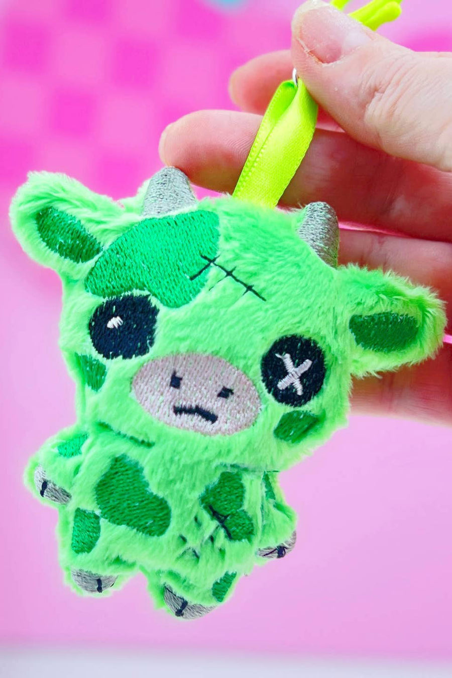 zombie plush cow keychain
