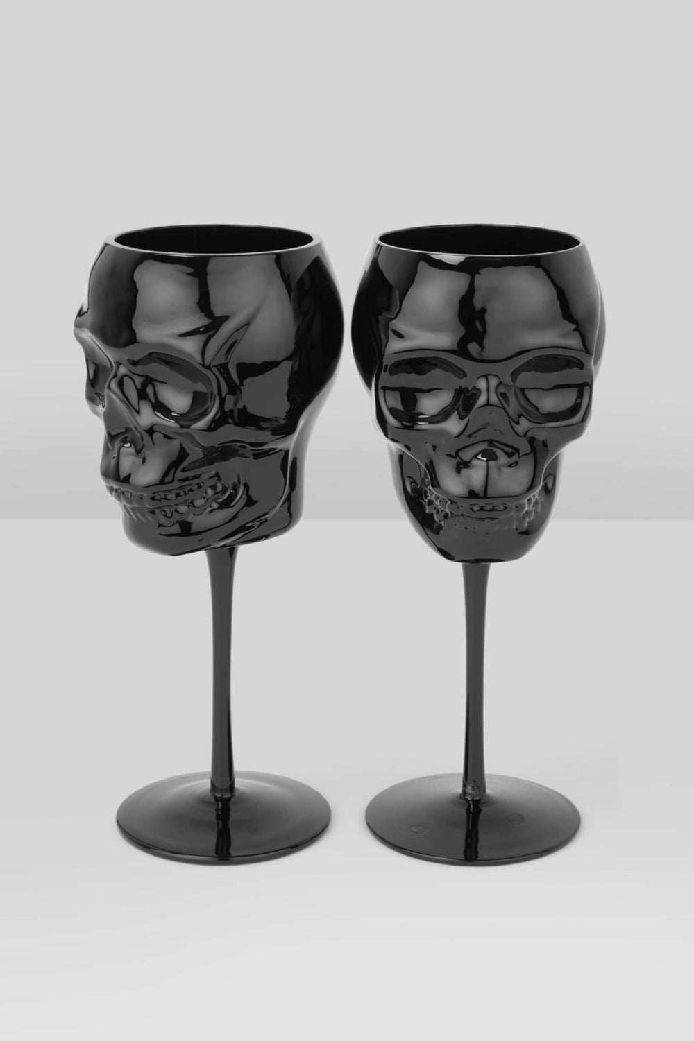 Cranium Wine Glasses [BLACK] - housewares - VampireFreaks - Killstar