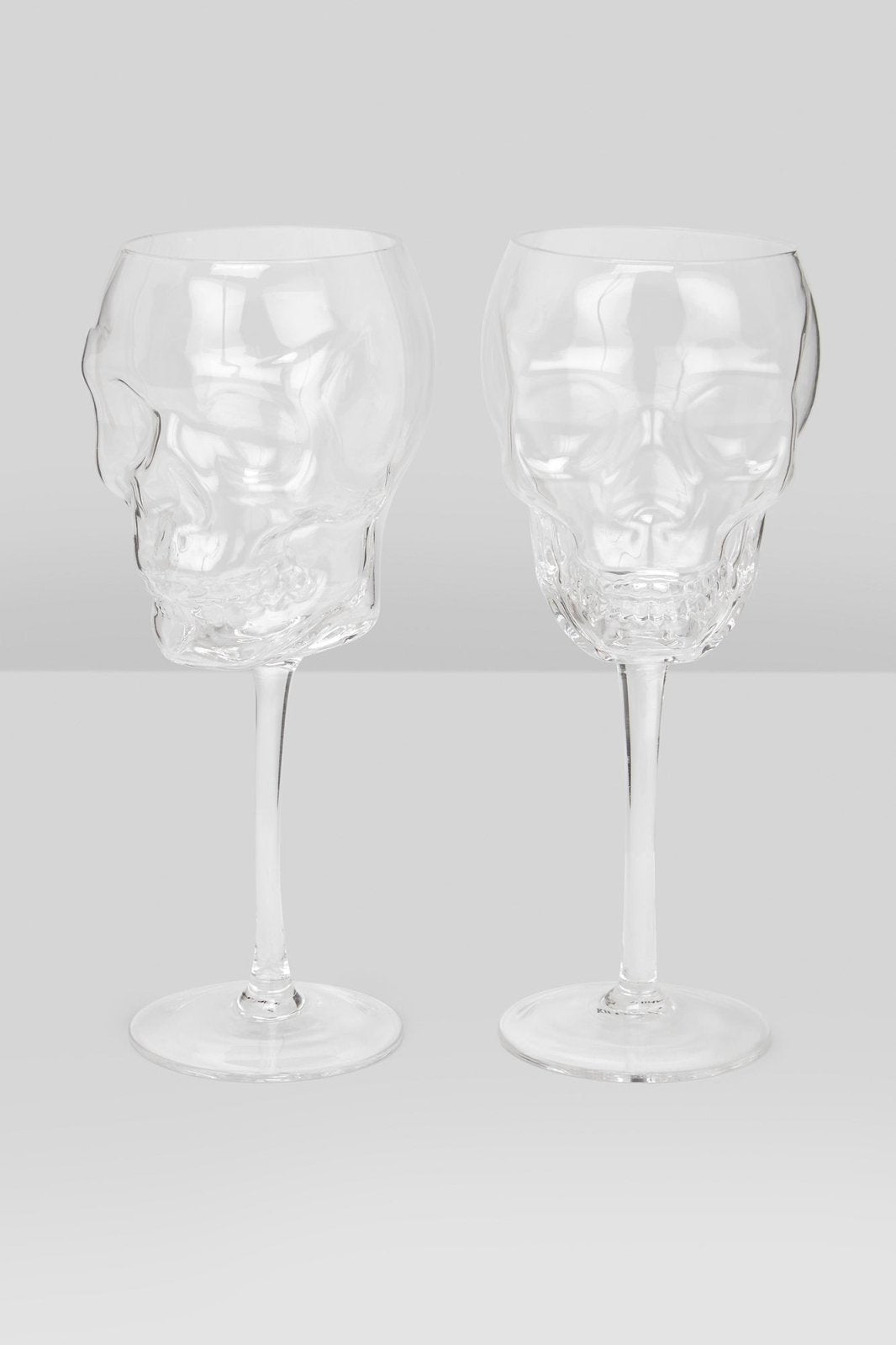 Cranium Wine Glasses [CLEAR] - housewares - VampireFreaks - Killstar