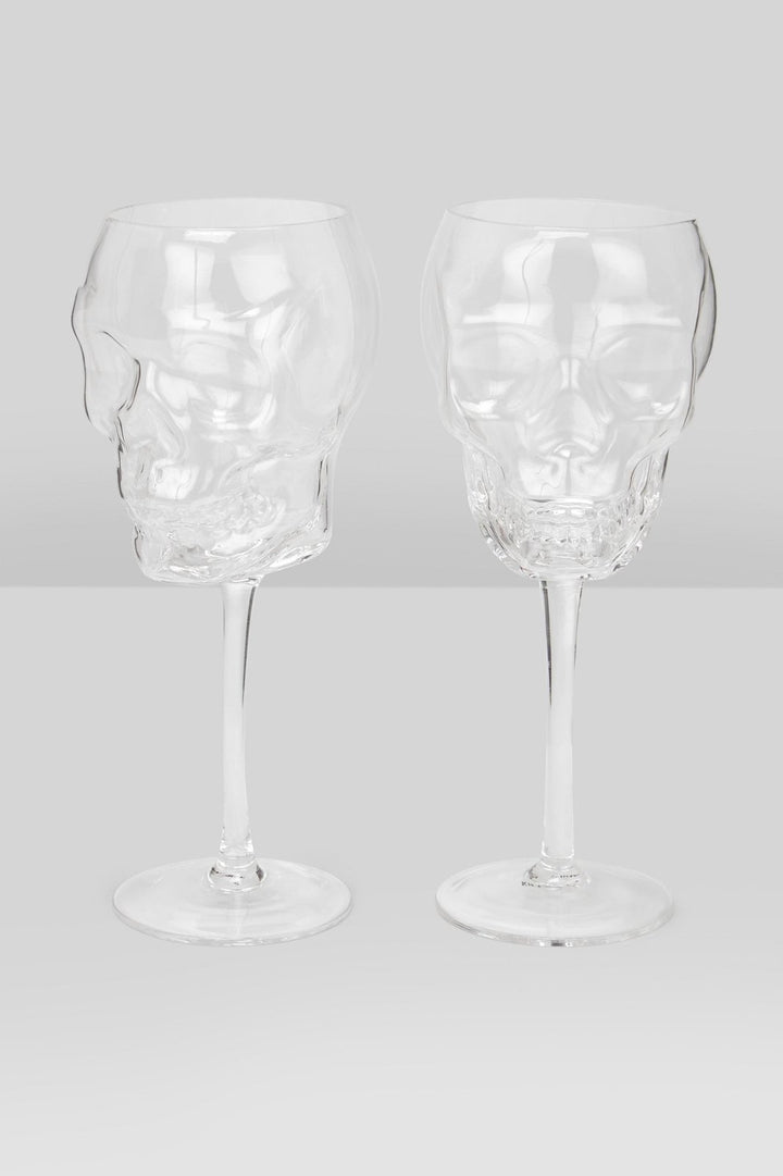 Cranium Wine Glasses [CLEAR] - housewares - VampireFreaks - Killstar