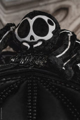 fuzzy black and white embroidered gothic skeleton black widow spider studded animal toy