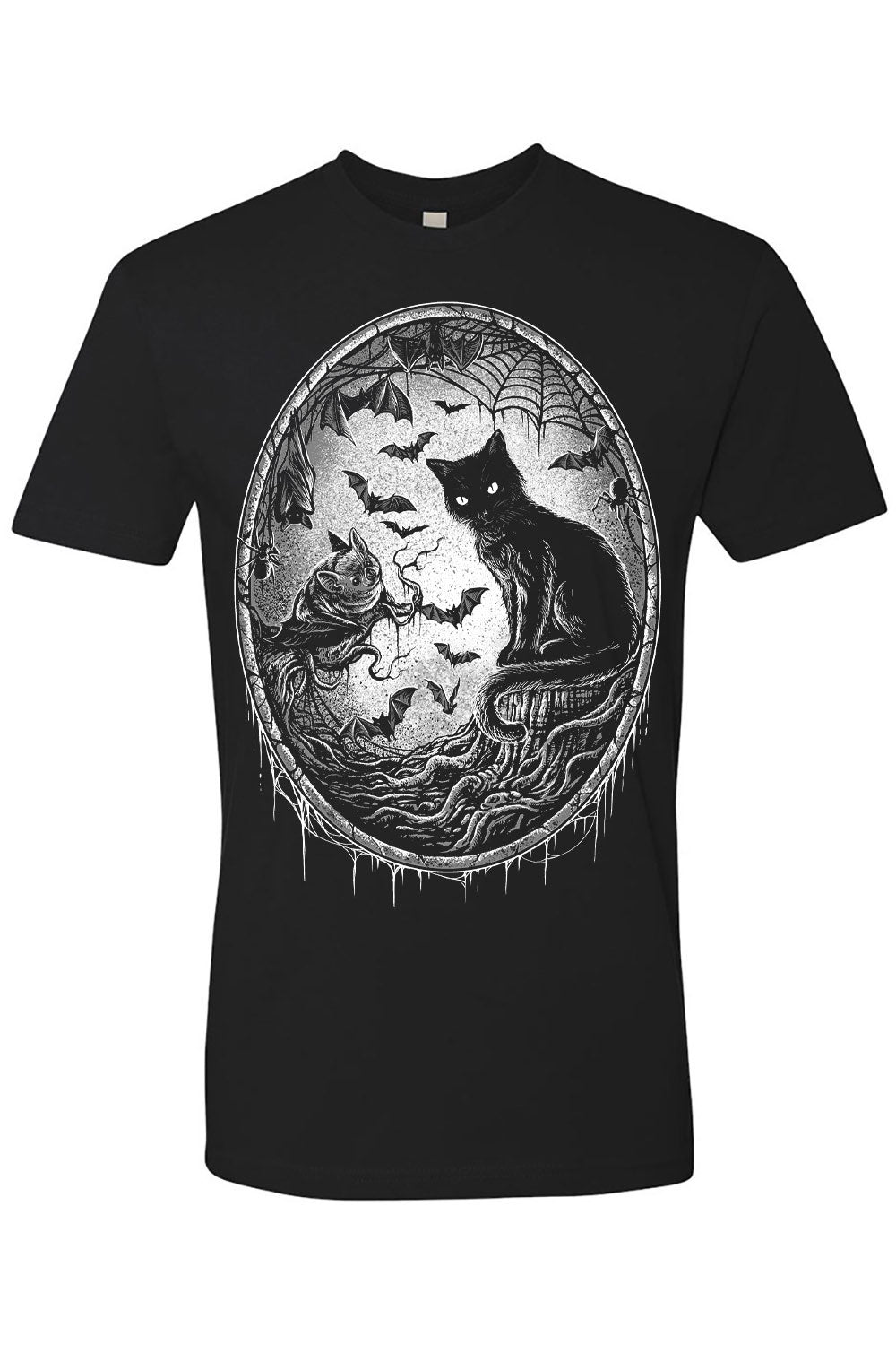 bat and halloween black cat forest shirt