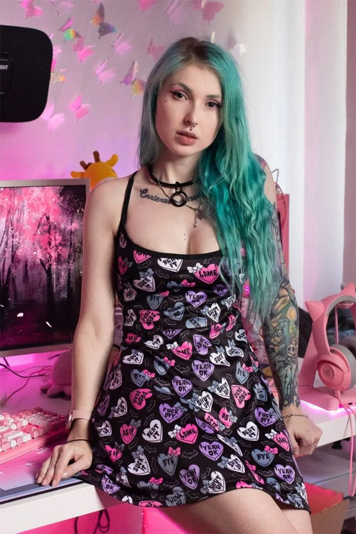 Creepy Candy Hearts Skater Dress - dresses - VampireFreaks - Too Fast