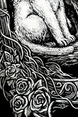 Victorian goth rose and cat sweater