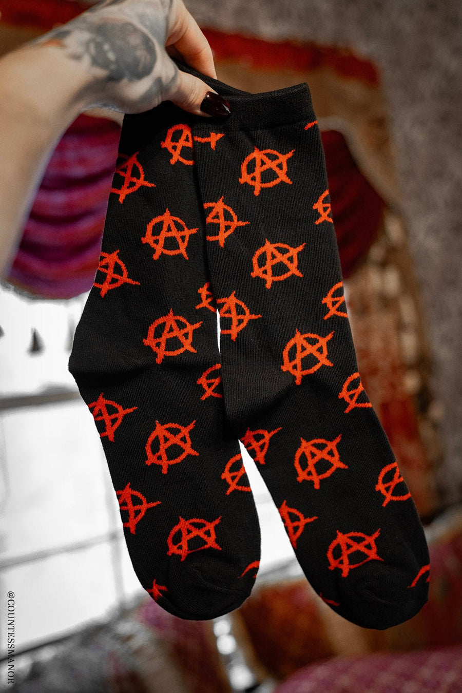 Creepy Crew Socks [Anarchy Symbols] - socks & stockings - VampireFreaks - VampireFreaks