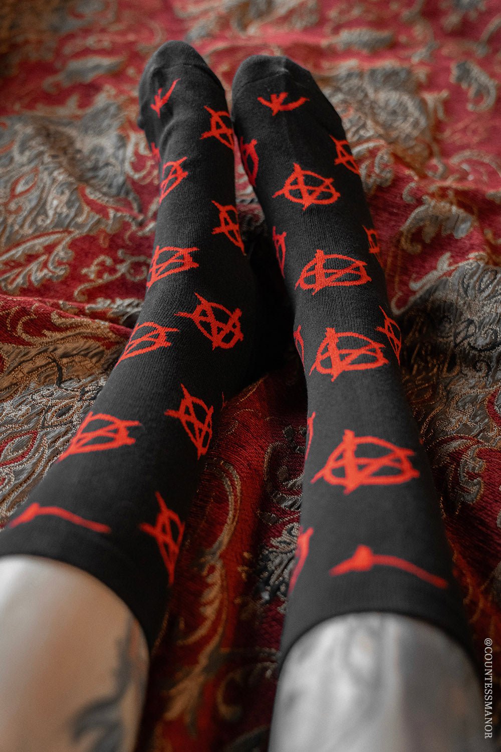 Creepy Crew Socks [Anarchy Symbols] - socks & stockings - VampireFreaks - VampireFreaks