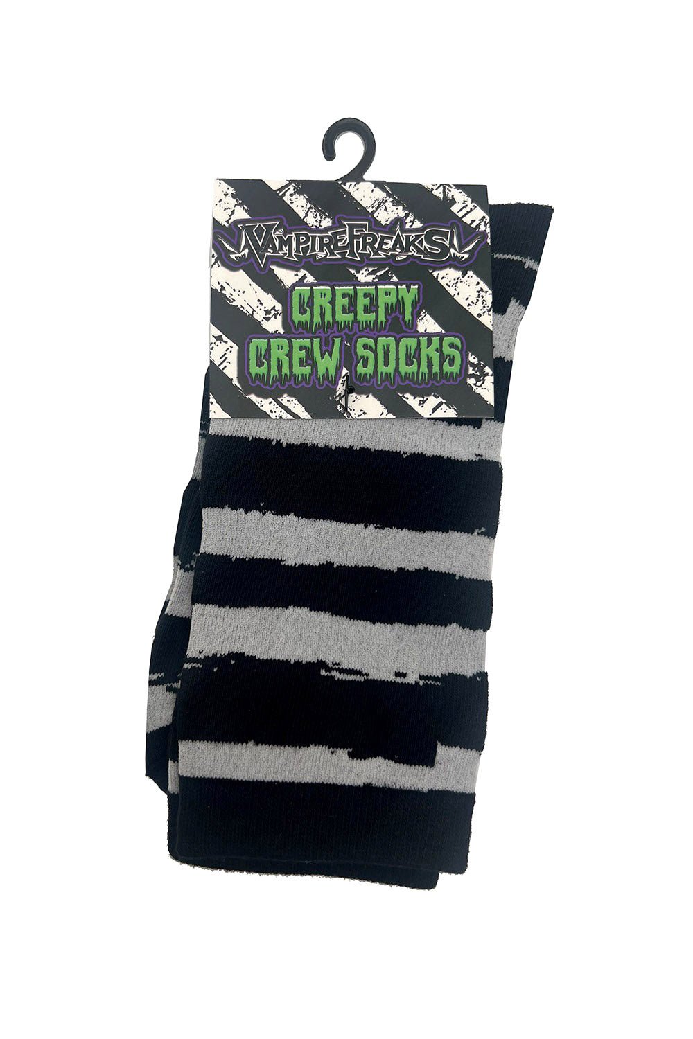 Creepy Crew Socks [Bone/Black Stripes] - socks & stockings - VampireFreaks - VampireFreaks