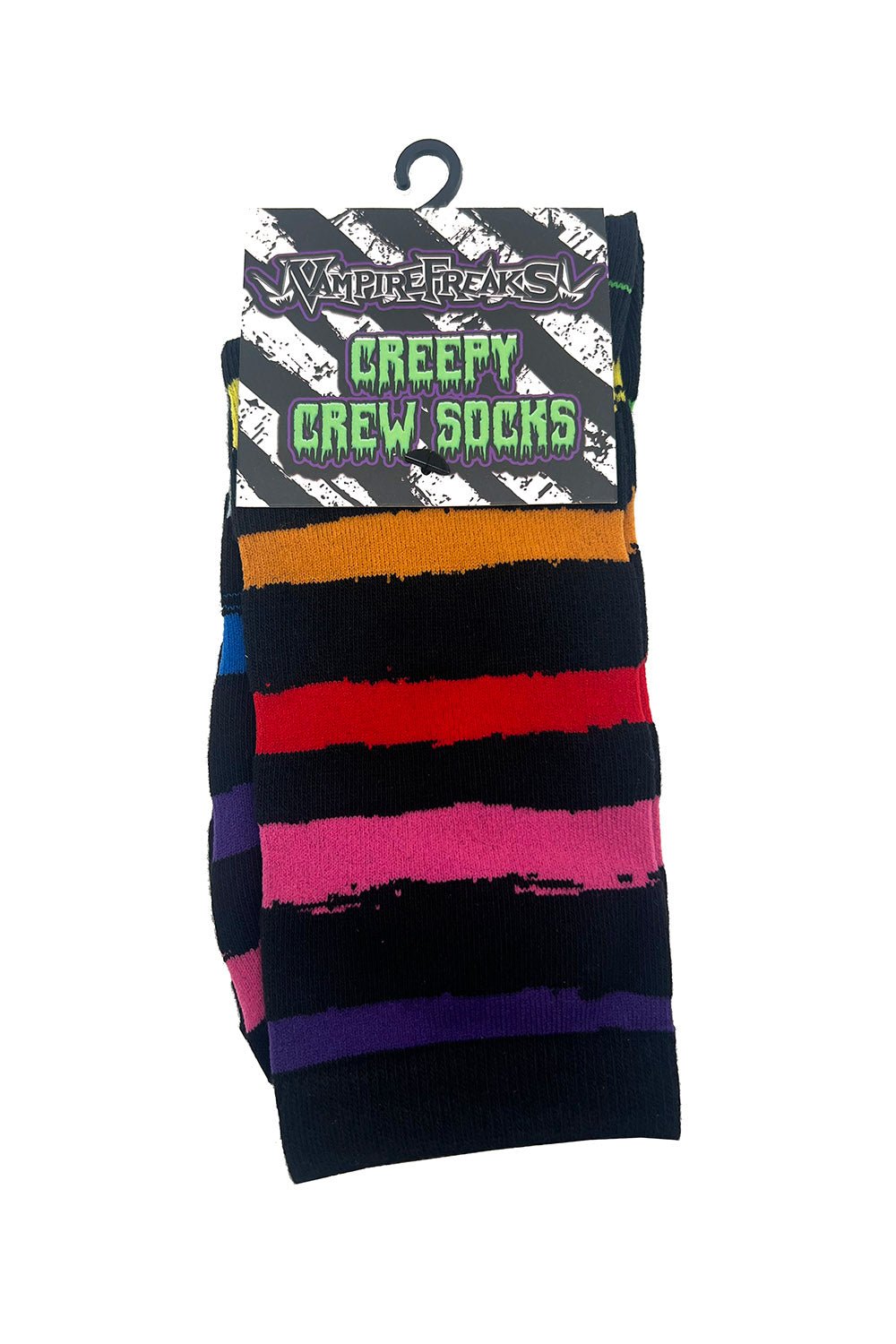 Creepy Crew Socks [Goth Rainbow Stripes] - socks & stockings - VampireFreaks - VampireFreaks