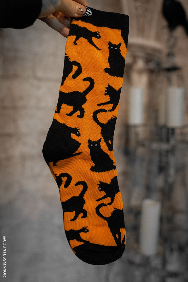 Creepy Crew Socks [Halloween Cats] - socks & stockings - VampireFreaks - VampireFreaks