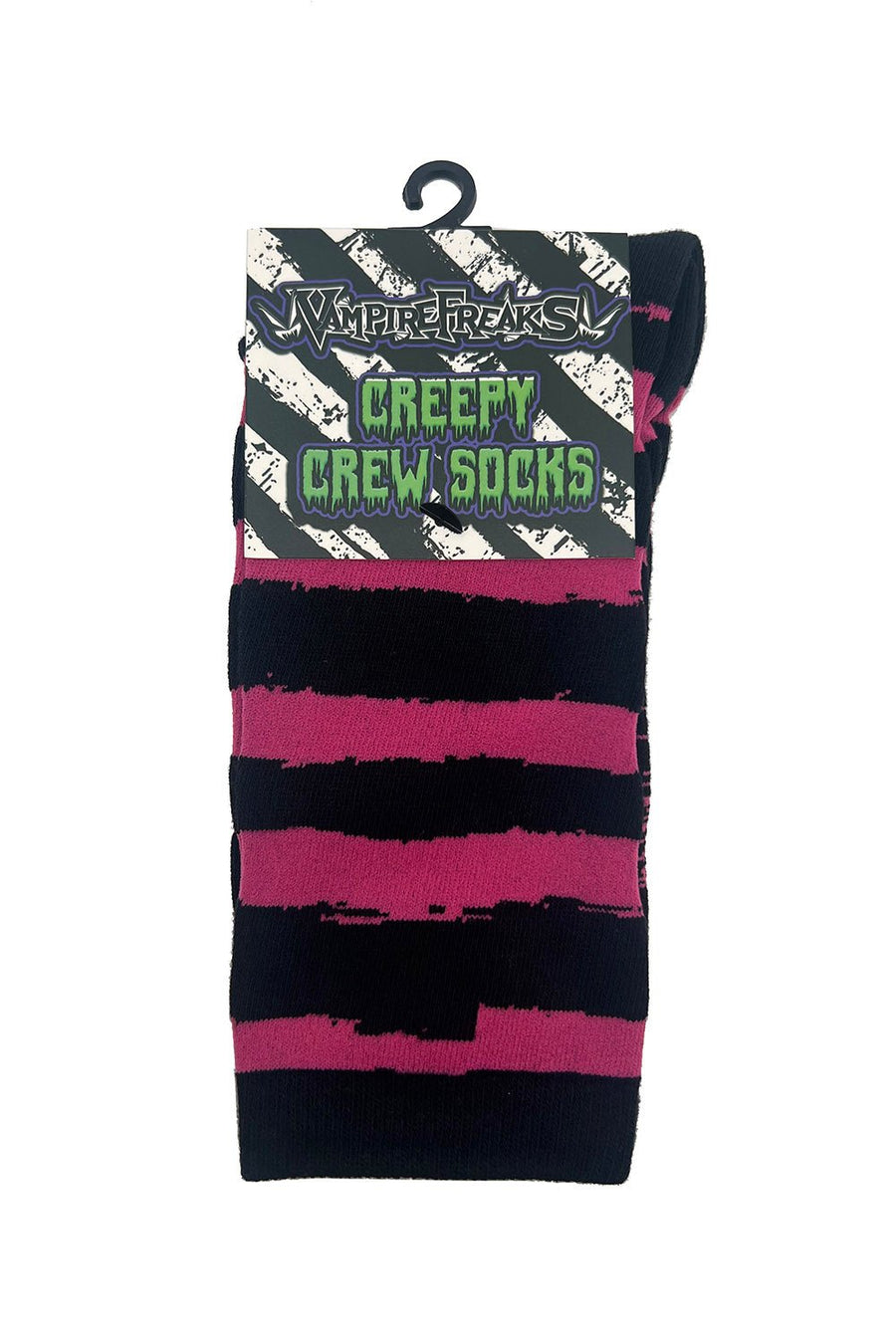 Creepy Crew Socks [Pink/Black Stripes]