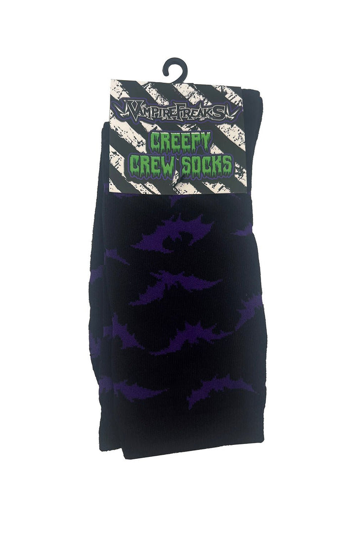 Creepy Crew Socks [Purple Bats] - socks & stockings - VampireFreaks - VampireFreaks